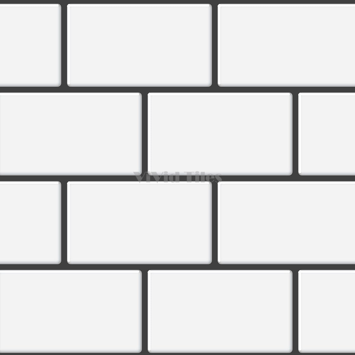 White With Dark Grey Grout Brick PET Tile VP110 by Vivid Tiles | Souqify