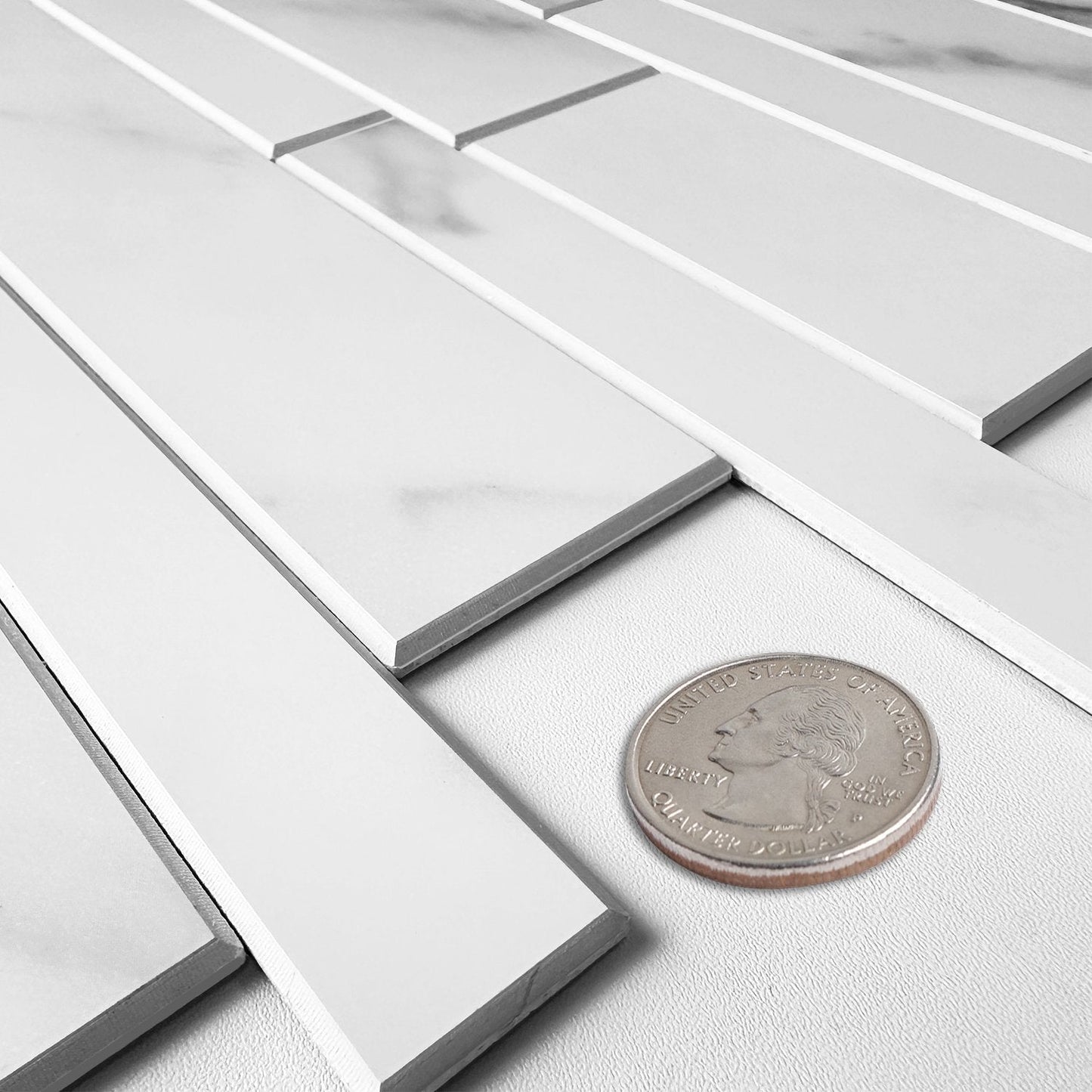 Whte Marble Strip PVC Composite Tile WJS-3014 by Vivid Tiles | Souqify
