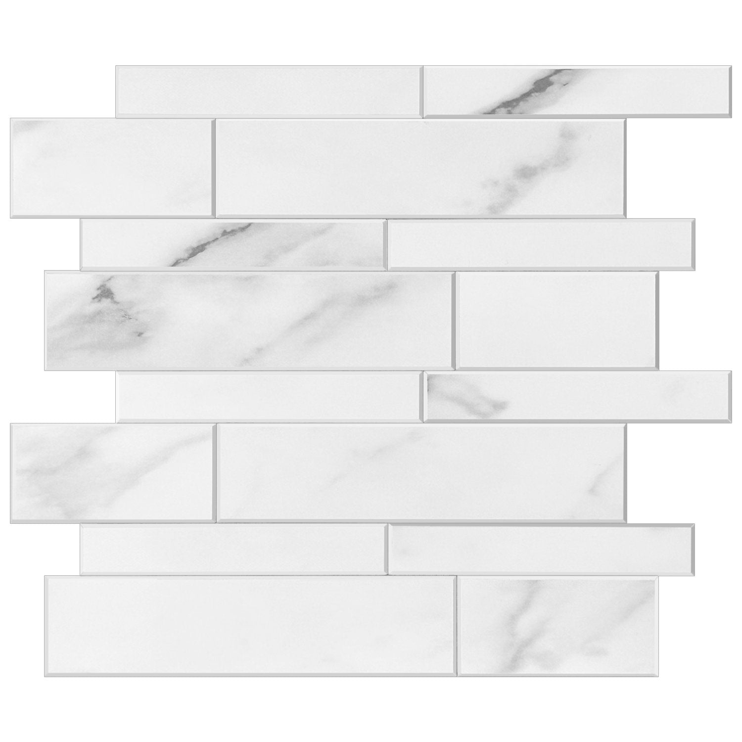 Whte Marble Strip PVC Composite Tile WJS-3014 by Vivid Tiles | Souqify