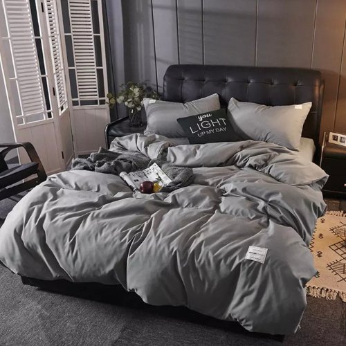 Without filler 4 Pieces single size, Plain grey color, Bedding set by 5 | Souqify