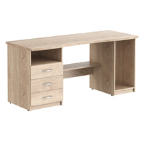 WOODEN RECTANGULAR SHAPE COMPUTER DESK WITH OPEN SHELF AND ATTACHED DRAWERS, MADE IN E1 LAMINATE CHIPBOARD COLOR : LEGNO DARK SIZE : 1360х630х750MMH **MADE IN EUROPE **5 YEARS GUARANTEE by Treejar | Souqify