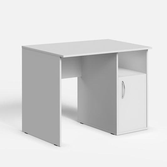 WOODEN RECTANGULAR SHAPE COMPUTER DESK WITH OPEN SHELF AND DOOR, MADE IN E1 LAMINATE CHIPBOARD COLOR : LEGNO DARK SIZE : 1000х600х750MMH **MADE IN EUROPE **5 YEARS GUARANTEE by Treejar | Souqify