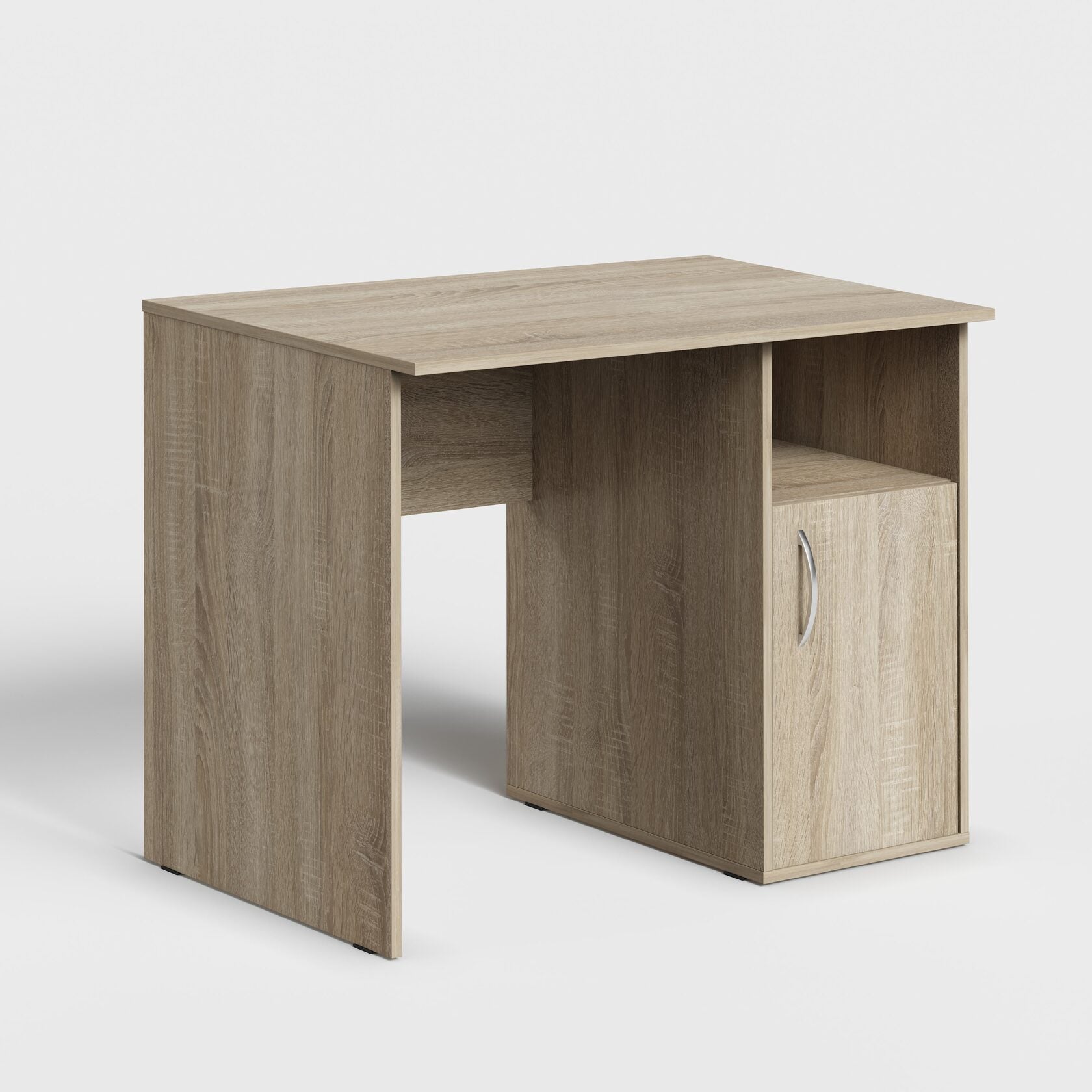 WOODEN RECTANGULAR SHAPE COMPUTER DESK WITH OPEN SHELF AND DOOR, MADE IN E1 LAMINATE CHIPBOARD COLOR : LEGNO DARK SIZE : 1000х600х750MMH **MADE IN EUROPE **5 YEARS GUARANTEE by Treejar | Souqify