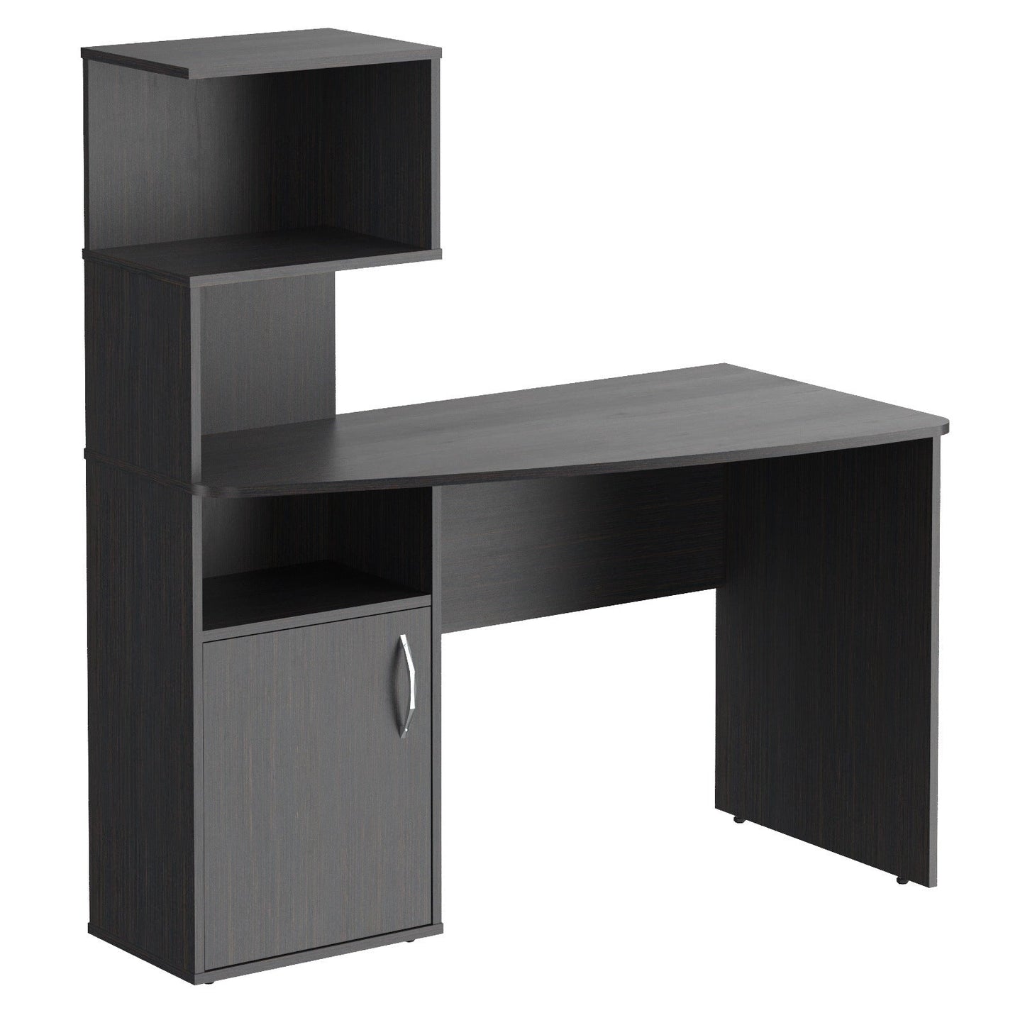 WOODEN RECTANGULAR SHAPE COMPUTER DESK WITH OPEN SHELF AND DOOR, MADE IN E1 LAMINATE CHIPBOARD COLOR : LEGNO DARK SIZE : 1200х600х1350MMH **MADE IN EUROPE **5 YEARS GUARANTEE by Treejar | Souqify