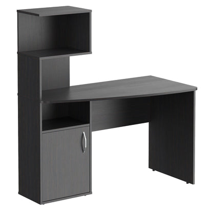 WOODEN RECTANGULAR SHAPE COMPUTER DESK WITH OPEN SHELF AND DOOR, MADE IN E1 LAMINATE CHIPBOARD COLOR : LEGNO DARK SIZE : 1200х600х1350MMH **MADE IN EUROPE **5 YEARS GUARANTEE by Treejar | Souqify