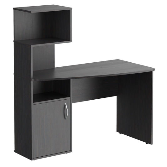 WOODEN RECTANGULAR SHAPE COMPUTER DESK WITH OPEN SHELF AND DOOR, MADE IN E1 LAMINATE CHIPBOARD COLOR : LEGNO DARK SIZE : 1200х600х1350MMH **MADE IN EUROPE **5 YEARS GUARANTEE by Treejar | Souqify