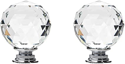 Vila 2002 Crystal Knobs, 2 Pack Round Crystal Door Handles 40mm Drawer Knobs and Furniture Knob (1 pack)