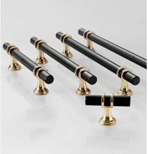 Vila 5906 Cabinet Handles Metal For Kitchen Drawer Pulls  Color : (Black/Gold) – Size : (Knob-96mm-128mm-160mm-192mm)1 Pec