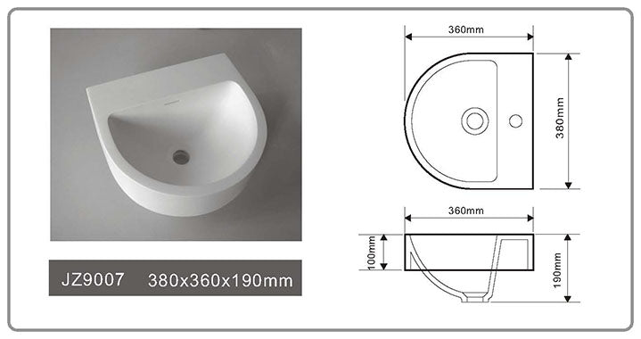 Cast Stone Solid Surface Countertop Wash Basin JZ9007