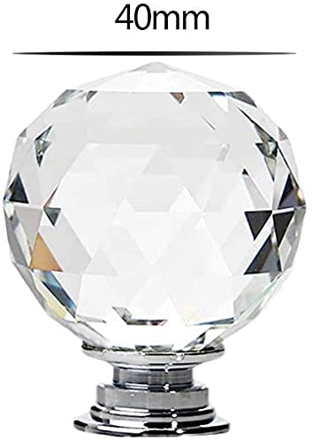 Vila 2002 Crystal Knobs, 2 Pack Round Crystal Door Handles 40mm Drawer Knobs and Furniture Knob (1 pack)