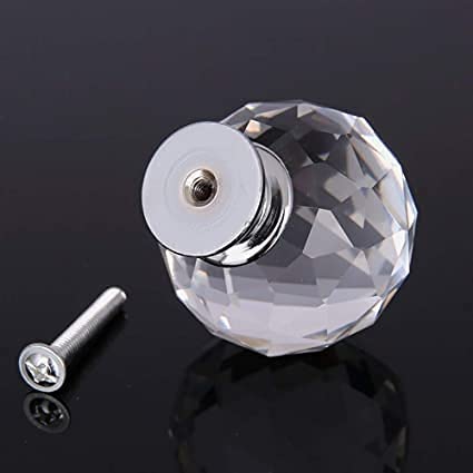 Vila 2002 Crystal Knobs, 2 Pack Round Crystal Door Handles 40mm Drawer Knobs and Furniture Knob (1 pack)