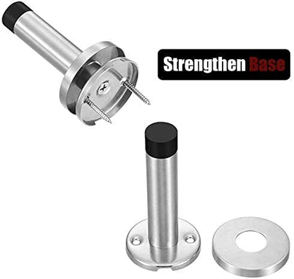 VILA Door Stopper |3817-95mm| Wall Mounted  Stainless Steel Door Stop Rubber Buffer Bumper with Screws and Drywall Anchors