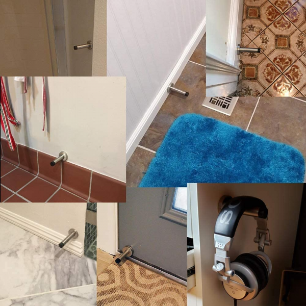 VILA Door Stopper |3817-95mm| Wall Mounted  Stainless Steel Door Stop Rubber Buffer Bumper with Screws and Drywall Anchors