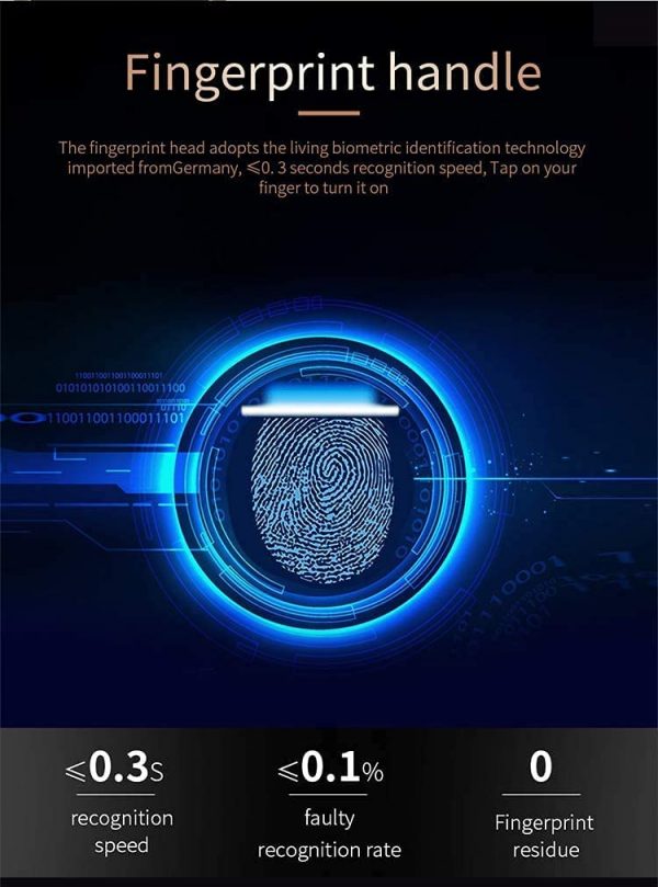 VILA Smart Lock, Display screen,Keypad Digital,Biometric Fingerprint,IC Card,Mechanical key Unlock for Apartment Hotel Home Use COLOR: BLACK