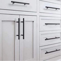 VILA 5902 Matt Black Cabinet Haldane T-Bar and Pulls, Furniture Drawer Handles,  200mm Long, Kitchen Cabinet Wardrobe Knobs Bars, Center to Center 128mm (1-PACK)