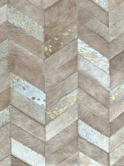 DEKOLAND - Chevron Rug Gold on White, Beige