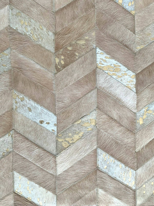 DEKOLAND - Chevron Rug Gold on White, Beige