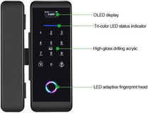 ViLA |905P| smart Glass Door Lock – Electronic Sliding Door Lock Fingerprint/Password/Card/Remote Control/Bluetooth APP Door Bell Lock Security Door Lock Door Lever for Homes Offices Apartments(Black)