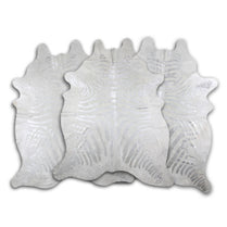 DEKOLAND - Silver Metallic Zebra on White Cowhide