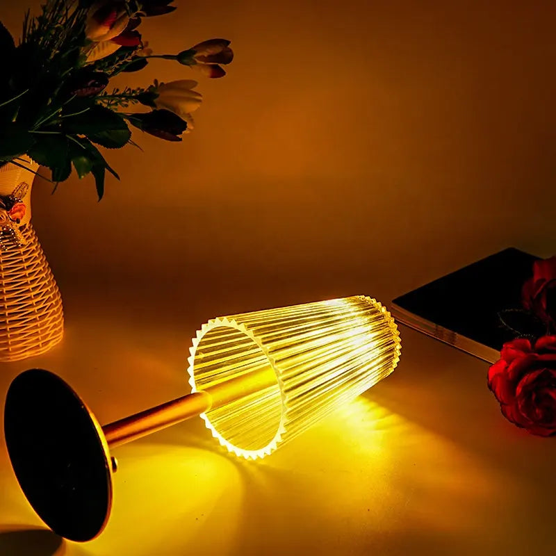 Nordic Crystal Rechargeable Table Lamp LED Bar Light Touch Dimmable Golden Desk Lamp Living Room Bedroom Hotel Bedside Lamp