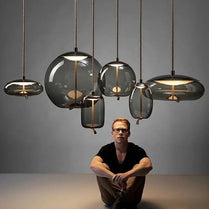 Nordic Modern Globe Industrial Decor LED Lighting Fixtures For Kitchen Restaurant Hanging Pendant Light Glass Chandelier