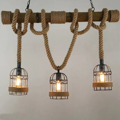 Countryside Vintage Pendant Light loft Hemp Rope Lighting Fixture