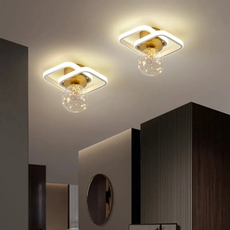 Modern Ceiling Lamp Gypsophila Metal+Glass Aisle Porch Corridor Balcony Living Room Bedroom Indoor Lighting Home Decor