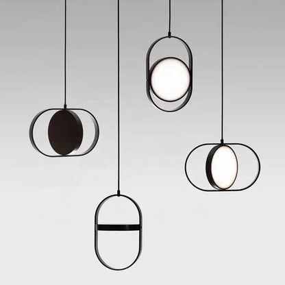 Modern Industrial suspension industrial lighting iron LED pendant lights Oval black dining Bar Bedroom minimalist Bedside light
