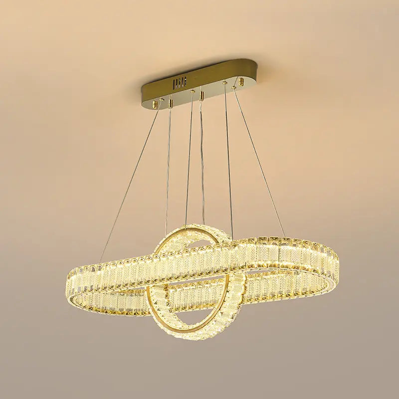 Modern Light Luxury Crystal Hanging Lamp Gold Simple Round LED Pendant Lights For Villa Hotel Living Room Crystal Chandeliers