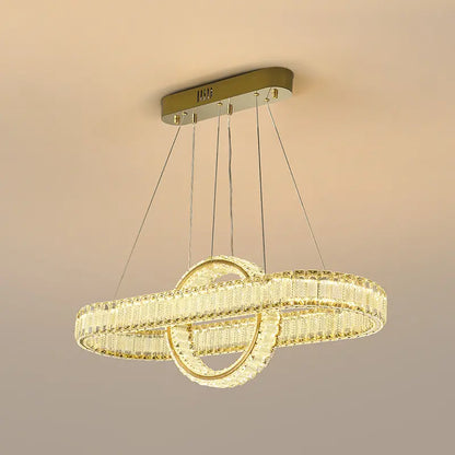 Modern Light Luxury Crystal Hanging Lamp Gold Simple Round LED Pendant Lights For Villa Hotel Living Room Crystal Chandeliers