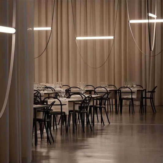 Nordic Modern Pendant Lights Leather Belt Lamp Staircase Art Led Chandeliers Suspension Postmodern Designer Restaurant Brown