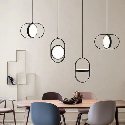 Modern Industrial suspension industrial lighting iron LED pendant lights Oval black dining Bar Bedroom minimalist Bedside light