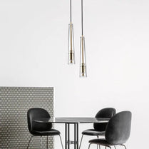 Nordic modern single head glass pendant light creative dining room small chandelier bedroom bedside study bar cone lamp