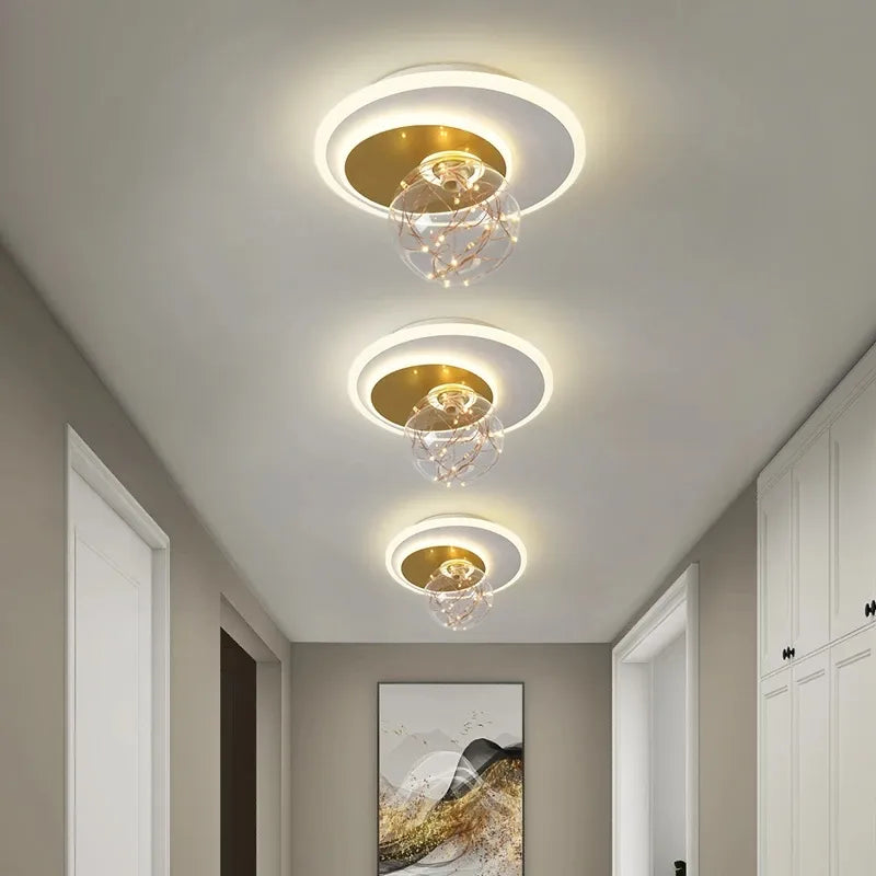 Modern Ceiling Lamp Gypsophila Metal+Glass Aisle Porch Corridor Balcony Living Room Bedroom Indoor Lighting Home Decor