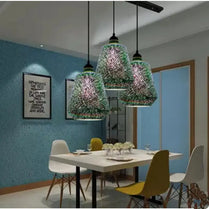Restaurant lamp creative color personality 3D glass bar table chandelier retro cafe clothing store hair salon lighting