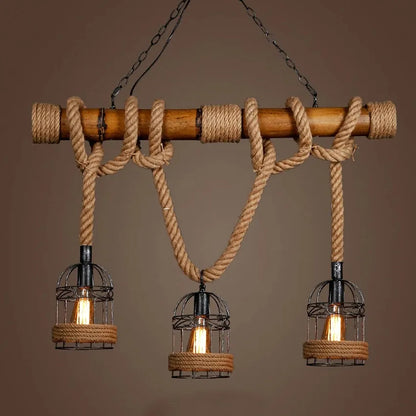 Countryside Vintage Pendant Light loft Hemp Rope Lighting Fixture