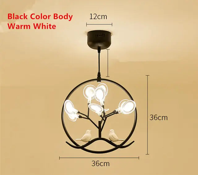 Nordic Design Tree Branch Chandelier Bird Cage Lamp Fixture Indoor Home Kitchen Dining Room Restaurant LED Bedroom Iron