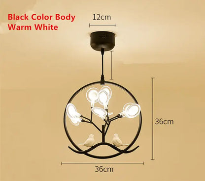 Nordic Design Tree Branch Chandelier Bird Cage Lamp Fixture Indoor Home Kitchen Dining Room Restaurant LED Bedroom Iron