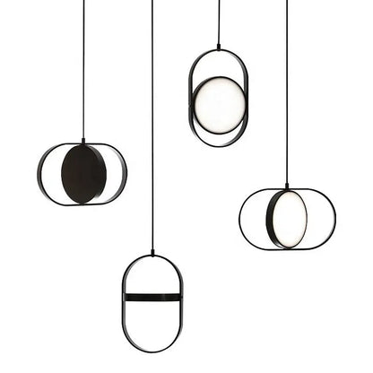 Modern Industrial suspension industrial lighting iron LED pendant lights Oval black dining Bar Bedroom minimalist Bedside light