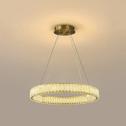 Modern Light Luxury Crystal Hanging Lamp Gold Simple Round LED Pendant Lights For Villa Hotel Living Room Crystal Chandeliers