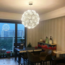 Nordic Modern Circular Dandelion Crystal Ball Chandelier Creative LED Living Room Restaurant Bar Lamps Dining Room Lights