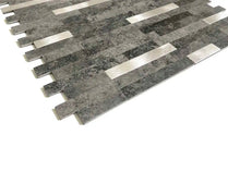 Chinese Factory Classic Vivid Strip Shape Design Marble Grain Metal Peel and Stick  Mosaic Wall Tile