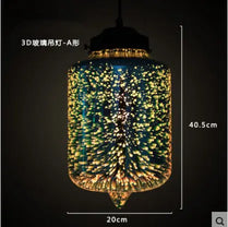 Restaurant lamp creative color personality 3D glass bar table chandelier retro cafe clothing store hair salon lighting