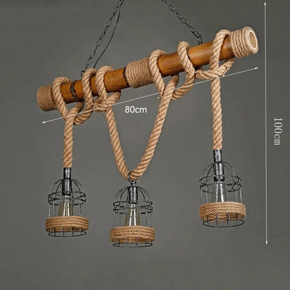 Countryside Vintage Pendant Light loft Hemp Rope Lighting Fixture