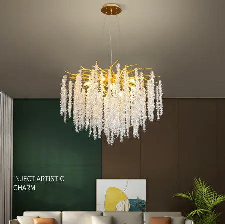 Modern Branch LED Pendant Lights K9 Crystals Hanging Chandelier Living Room Suspend Lamp Dining Art Decor Indoor Lighting Lamp
