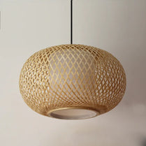 Hand knitted Bamboo Pendant Light,Japan style E27 for restaurant bedroom Rustic rattan art lampadario industrial lamp suspendues