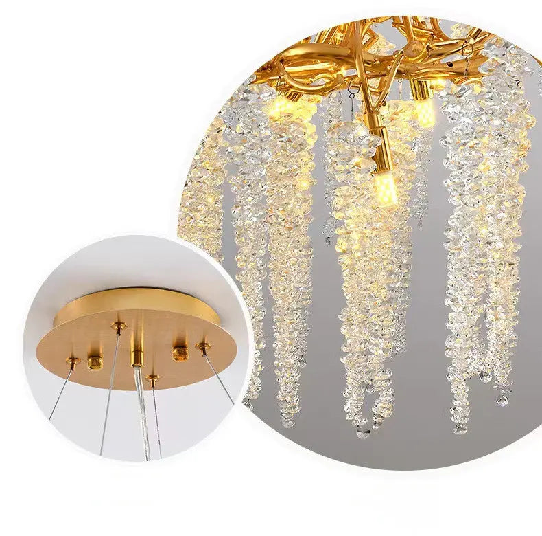 Modern Branch LED Pendant Lights K9 Crystals Hanging Chandelier Living Room Suspend Lamp Dining Art Decor Indoor Lighting Lamp