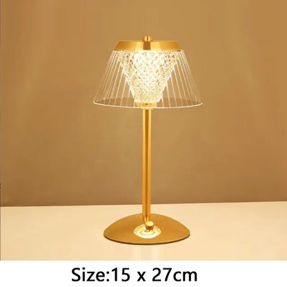 Nordic Crystal Rechargeable Table Lamp LED Bar Light Touch Dimmable Golden Desk Lamp Living Room Bedroom Hotel Bedside Lamp