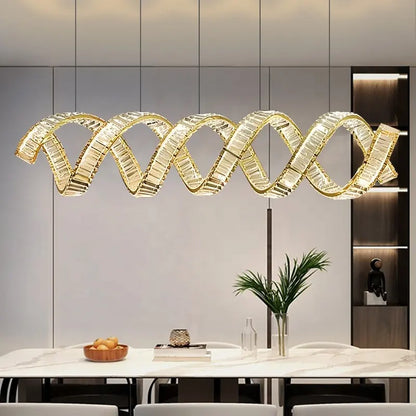 Nordic Light Luxury Crystal Chandeliers & Pendant Lights Postmodern High-End Hotel Villa Restaurant Gold Ring Hanging Light