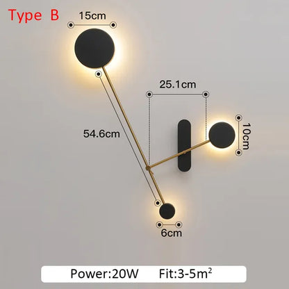Modern minimalist Led Indoor wall lamp round for Living Room Bedroom swing arm lamp Adjustable Black loft wall lamps